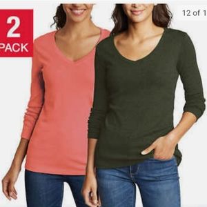 Eddie Bauer ladies long sleeve v neck shirt 2pack